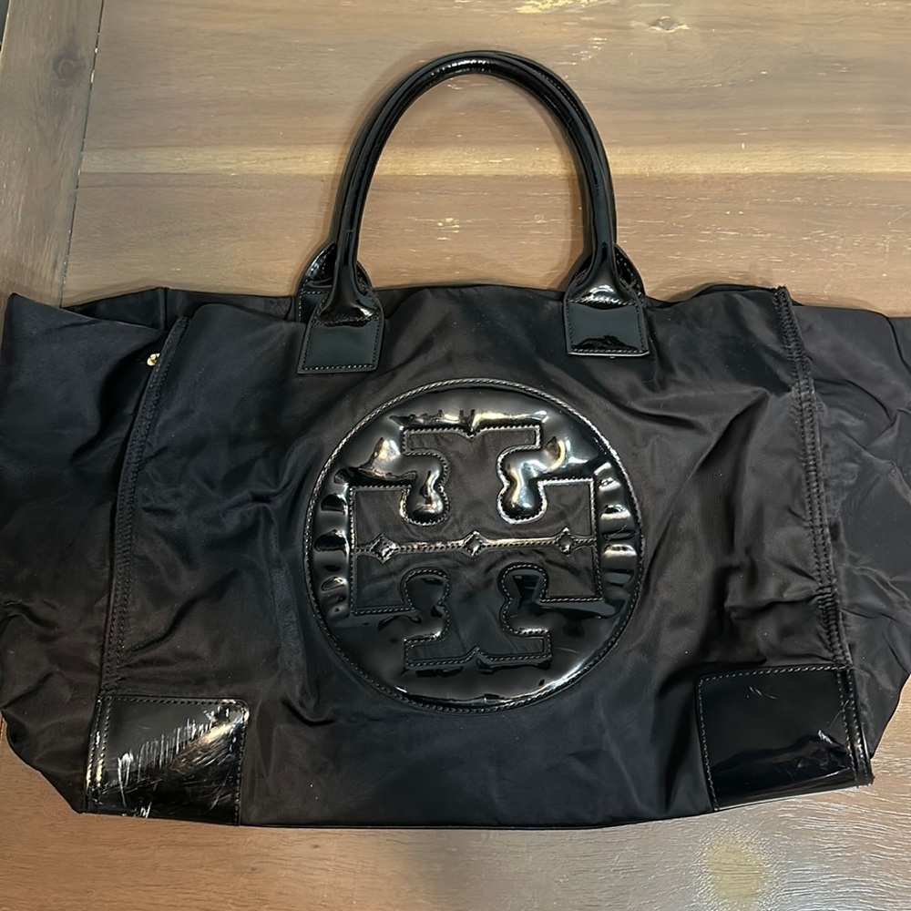 Tory Burch Nylon Tote with Leather Trim